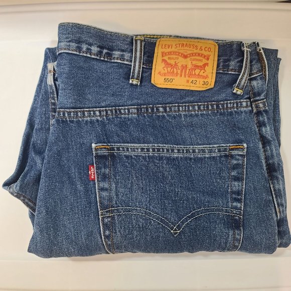 Levis Jeans Mens 42x30 Blue 550 Straight Leg Relaxed Fit Jeans Classic Work EUC - Picture 11 of 12